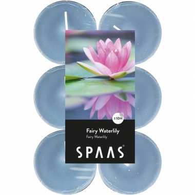 12x maxi geurtheelichtjes fairy waterlily/blauw 10 branduren