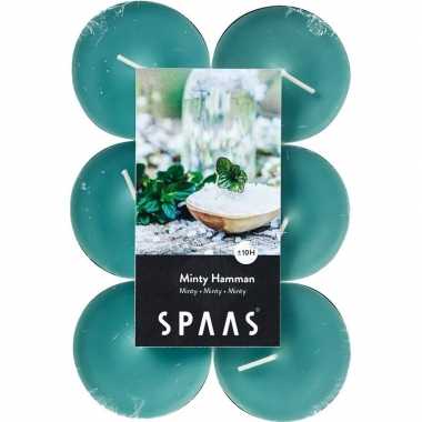 12x maxi geurtheelichtjes minty hammam/mintgroen 10 branduren