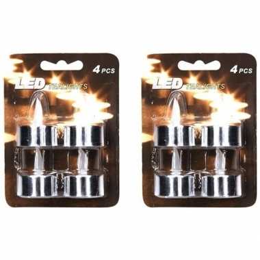 16x stuks led theelichten/theelichten zilver