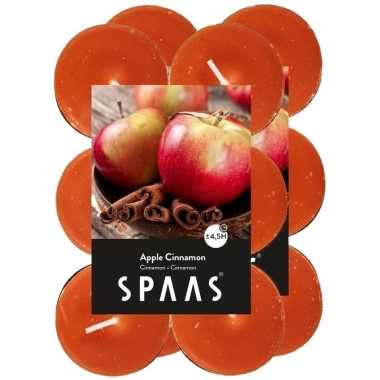 24x geurtheelichtjes apple cinnamon/oranje 4,5 branduren