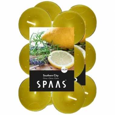 24x geurtheelichtjes southern citrus/geel 4,5 branduren
