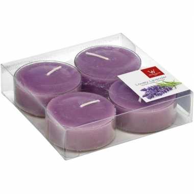 24x maxi geurtheelichtjes lavendel/paars 8 branduren