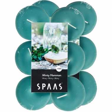 24x maxi geurtheelichtjes minty hammam/mintgroen 10 branduren