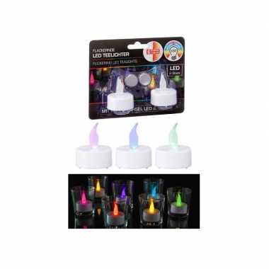 2x set van 12 stuks led theelichtjes/theelichtjes gekleurd 4 cm