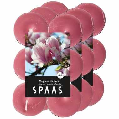 36x geurtheelichtjes magnolia blossom/roze 4,5 branduren