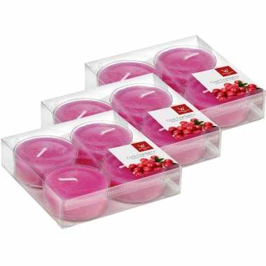 36x maxi geurtheelichtjes cranberry/roze 8 branduren