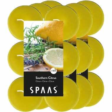 36x maxi geurtheelichtjes southern citrus/geel 10 branduren