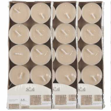 40x geurtheelichtjes cederhout/beige 3,5 branduren