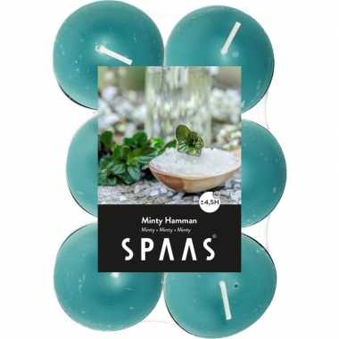 48x geurtheelichtjes minty hammam/mintgroen 4,5 branduren