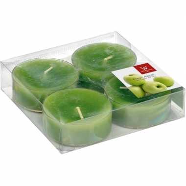 4x maxi geurtheelichtjes appel/groen 8 branduren