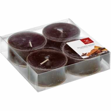 4x maxi geurtheelichtjes chocolade/bruin 8 branduren