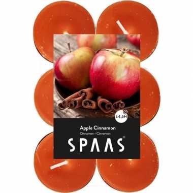 60x geurtheelichtjes apple cinnamon/oranje 4,5 branduren