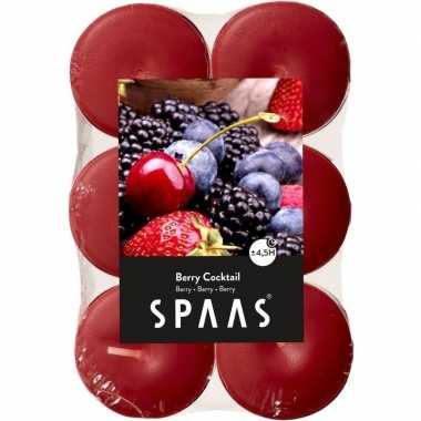 60x geurtheelichtjes berry cocktail/donkerroze 4,5 branduren