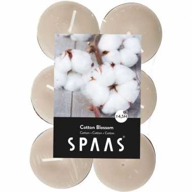 60x geurtheelichtjes cotton blossom/wit 4,5 branduren