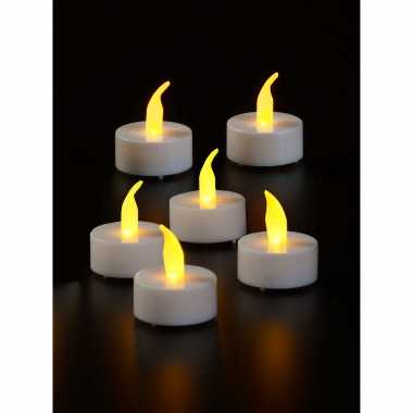 6x led theelichtjes/theelichtjes geel flameffect met timer functie