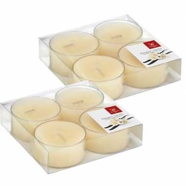 8x maxi geurtheelichtjes vanille/cremewit 8 branduren