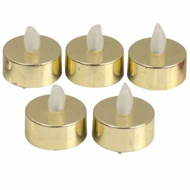 Knipperende theelichtjes led metallic goud 5 stuks