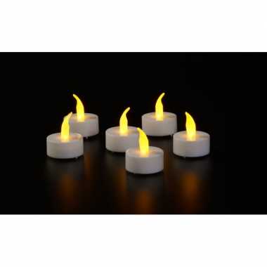 Led theelichtjes/theelichtjes/kaarsjes geel vlameffect 6x stuks