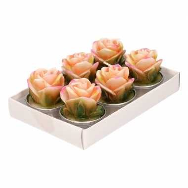 Rode roos theelichtjes 6 stuks