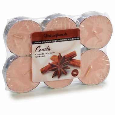 Set van 6x maxi geurkaarsen/theelichtjes kaneel 10 branduren