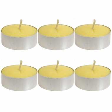 Set van 6x stuks anti muggen citronella theelichtjes/theelichtjes maxi