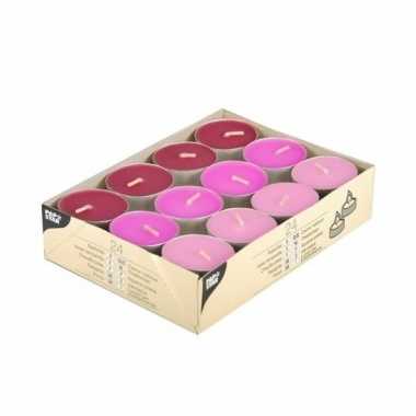 Theelichten 3 kleuren roze 48 stuks