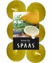 12x geurtheelichtjes southern citrus geel 4 5 branduren