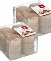 24x geurtheelichtjes peperkoekjes beige 4 branduren