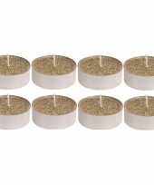 24x gouden glitter theelichtjes theelichtjes 3 7 cm