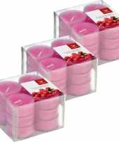 36x geurtheelichtjes cranberry roze 4 branduren