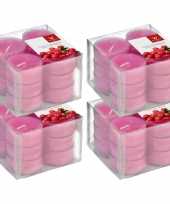48x geurtheelichtjes cranberry roze 4 branduren