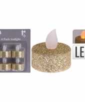 4x led theelichtjes theelichtjes goud glitter