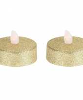 Led theelichten theelichten glitter goud 12x stuks flakkerend