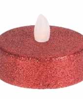Led theelichten theelichten glitter rood 6 stuks flakkerend
